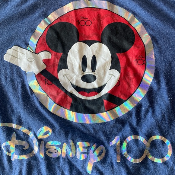 Disney 100th Anniversary Mickey Mouse Blue T-shirt, L - Picture 1 of 5